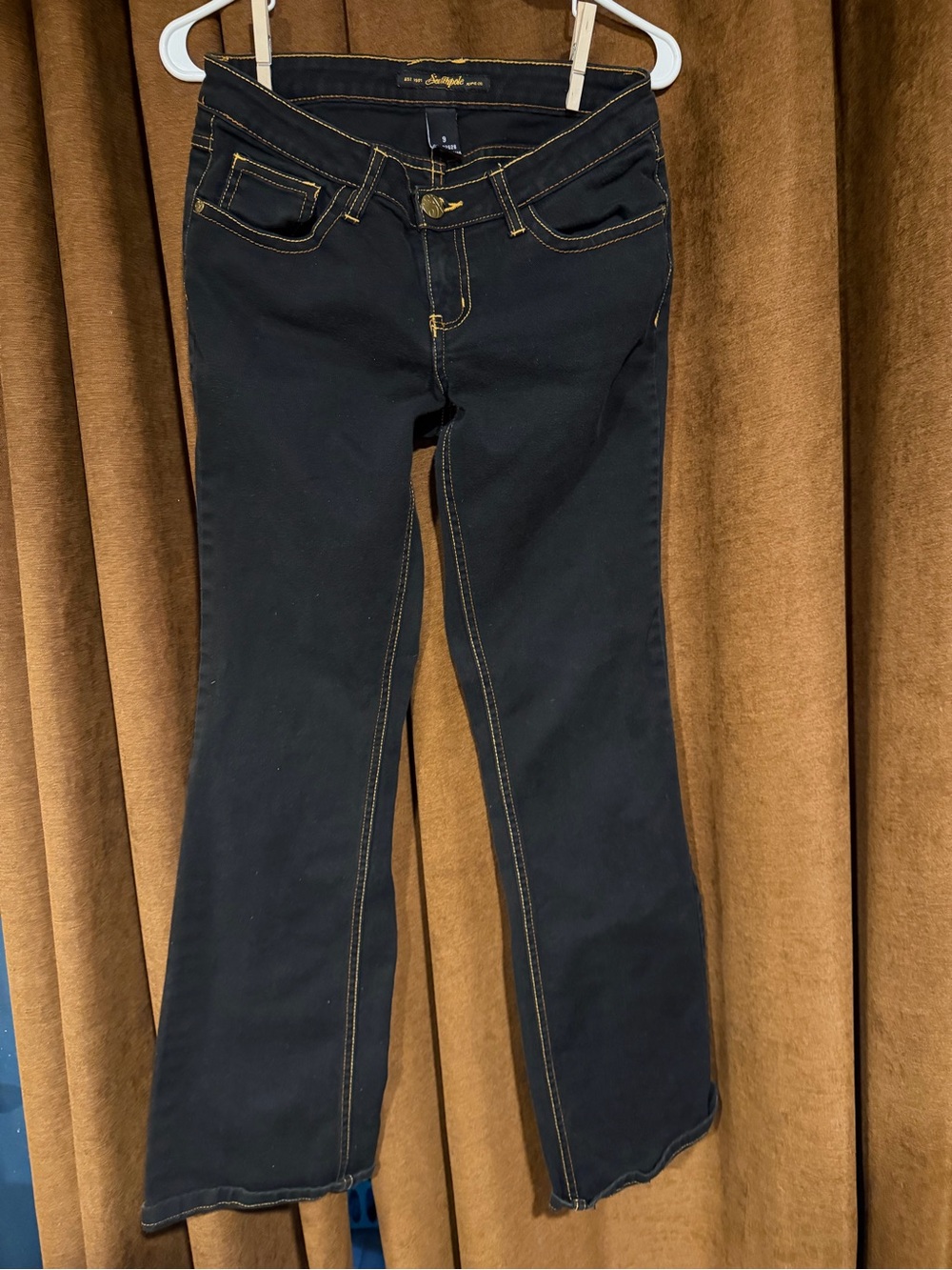 Southpole Y2K Bootcut Flare Jeans Women’s Size 9 Dark Wash Contrast Stitch